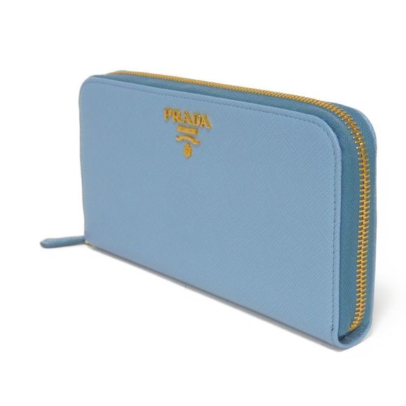 Prada Blue Leather Saffiano Around Wallet Zip - Picture 1 of 12